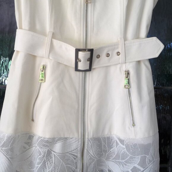 BEBE Lace Inset Trench Vest MEDIUM - Picture 3 of 12